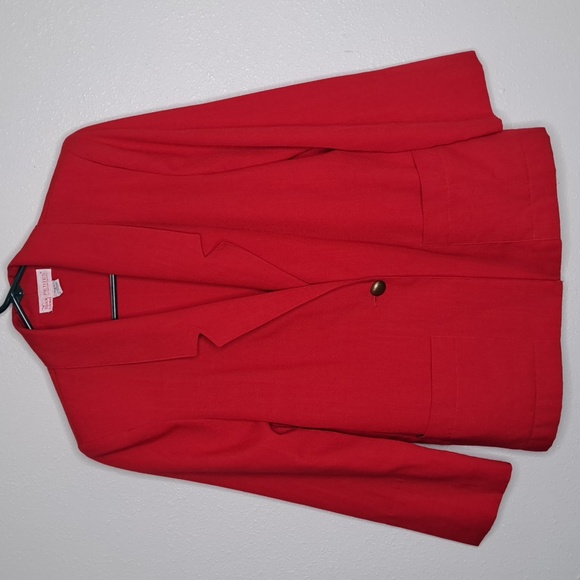 Block Island by Marina Pappas Jackets & Blazers - Vintage Block Island by Marina Pappas Red Blazer Suit Jacket 6 Petite Pockets